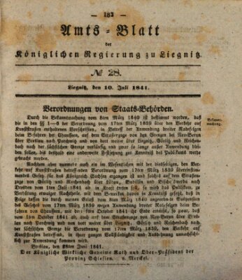 Amts-Blatt der Preußischen Regierung zu Liegnitz Samstag 10. Juli 1841