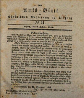 Amts-Blatt der Preußischen Regierung zu Liegnitz Samstag 9. Oktober 1841