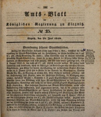 Amts-Blatt der Preußischen Regierung zu Liegnitz Samstag 18. Juni 1842