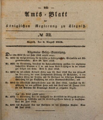 Amts-Blatt der Preußischen Regierung zu Liegnitz Samstag 6. August 1842
