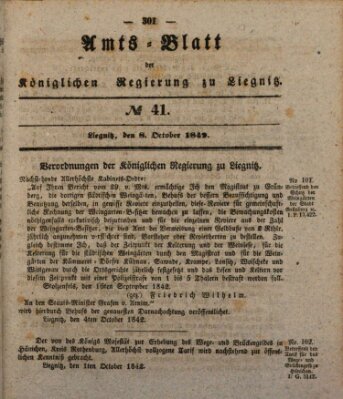 Amts-Blatt der Preußischen Regierung zu Liegnitz Samstag 8. Oktober 1842