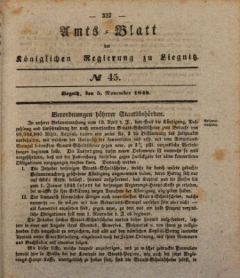 Amts-Blatt der Preußischen Regierung zu Liegnitz Samstag 5. November 1842