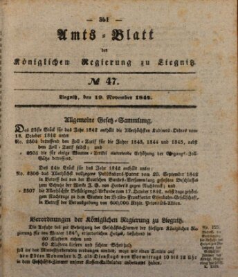 Amts-Blatt der Preußischen Regierung zu Liegnitz Samstag 19. November 1842