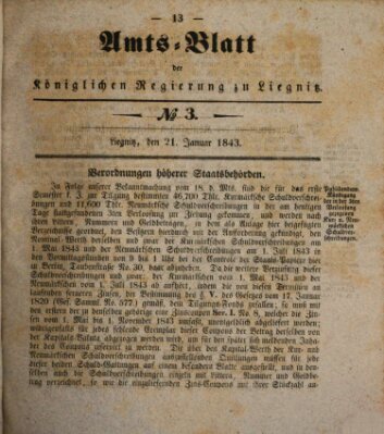 Amts-Blatt der Preußischen Regierung zu Liegnitz Samstag 21. Januar 1843