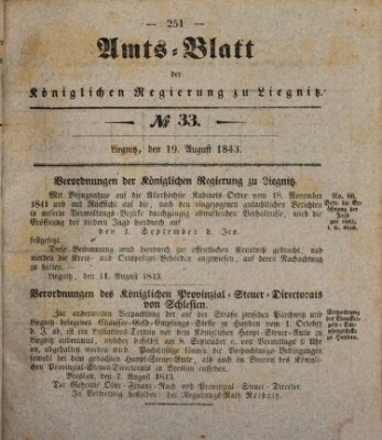 Amts-Blatt der Preußischen Regierung zu Liegnitz Samstag 19. August 1843