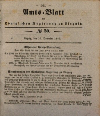 Amts-Blatt der Preußischen Regierung zu Liegnitz Samstag 16. Dezember 1843