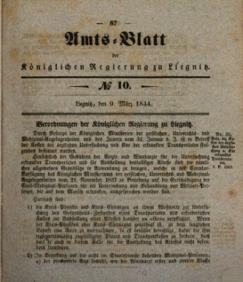 Amts-Blatt der Preußischen Regierung zu Liegnitz Samstag 9. März 1844