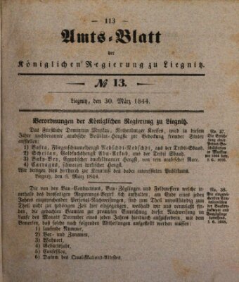 Amts-Blatt der Preußischen Regierung zu Liegnitz Samstag 30. März 1844