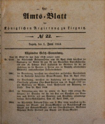 Amts-Blatt der Preußischen Regierung zu Liegnitz Samstag 1. Juni 1844