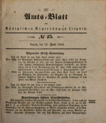 Amts-Blatt der Preußischen Regierung zu Liegnitz Samstag 22. Juni 1844