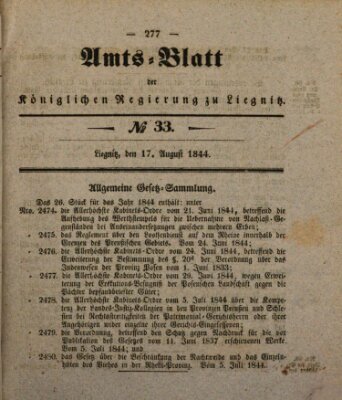 Amts-Blatt der Preußischen Regierung zu Liegnitz Samstag 17. August 1844