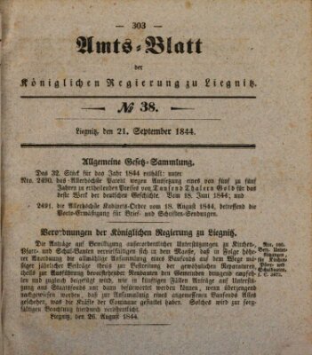 Amts-Blatt der Preußischen Regierung zu Liegnitz Samstag 21. September 1844