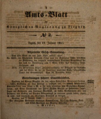 Amts-Blatt der Preußischen Regierung zu Liegnitz Samstag 11. Januar 1845