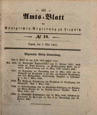 Amts-Blatt der Preußischen Regierung zu Liegnitz Samstag 3. Mai 1845