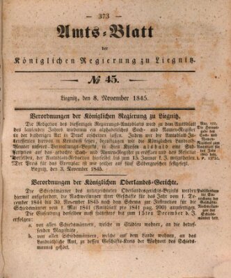 Amts-Blatt der Preußischen Regierung zu Liegnitz Samstag 8. November 1845