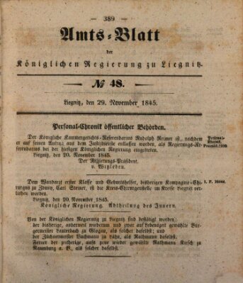 Amts-Blatt der Preußischen Regierung zu Liegnitz Samstag 29. November 1845