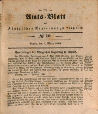Amts-Blatt der Preußischen Regierung zu Liegnitz Samstag 7. März 1846