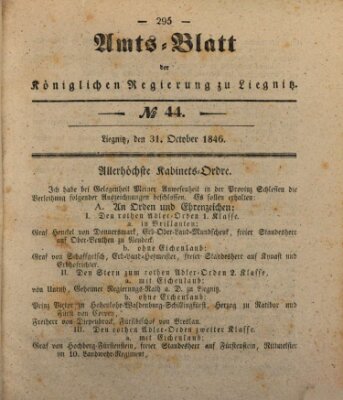 Amts-Blatt der Preußischen Regierung zu Liegnitz Samstag 31. Oktober 1846