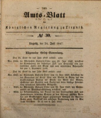 Amts-Blatt der Preußischen Regierung zu Liegnitz Samstag 24. Juli 1847