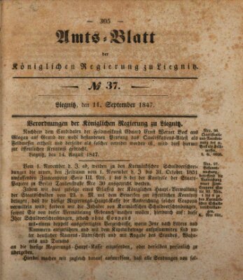 Amts-Blatt der Preußischen Regierung zu Liegnitz Samstag 11. September 1847