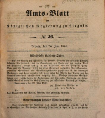 Amts-Blatt der Preußischen Regierung zu Liegnitz Samstag 24. Juni 1848