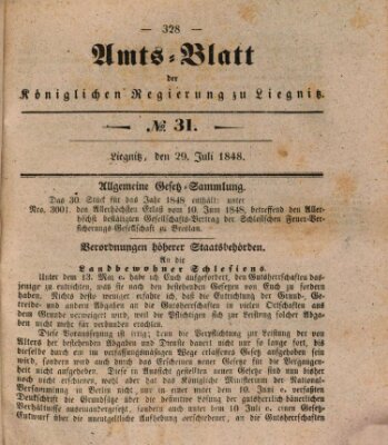 Amts-Blatt der Preußischen Regierung zu Liegnitz Samstag 29. Juli 1848