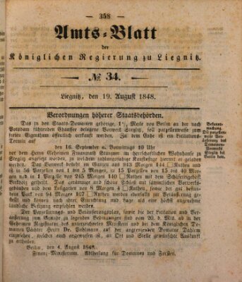 Amts-Blatt der Preußischen Regierung zu Liegnitz Samstag 19. August 1848