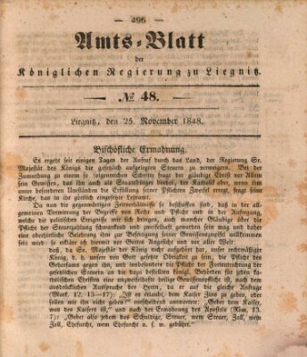 Amts-Blatt der Preußischen Regierung zu Liegnitz Samstag 25. November 1848