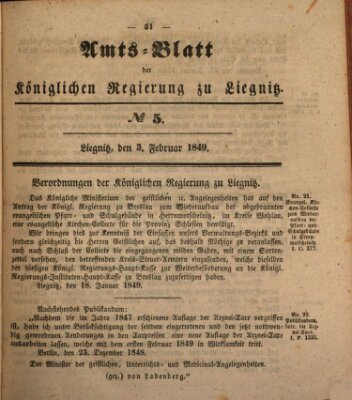 Amts-Blatt der Preußischen Regierung zu Liegnitz Samstag 3. Februar 1849