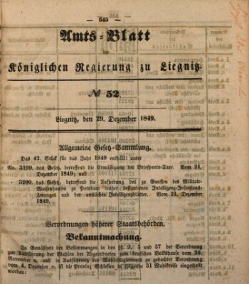 Amts-Blatt der Preußischen Regierung zu Liegnitz Samstag 29. Dezember 1849