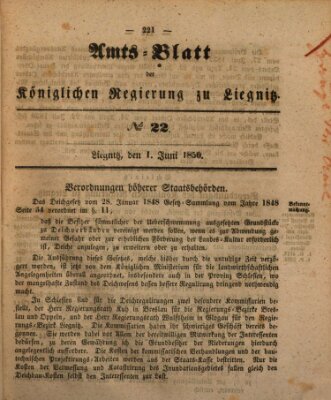 Amts-Blatt der Preußischen Regierung zu Liegnitz Samstag 1. Juni 1850