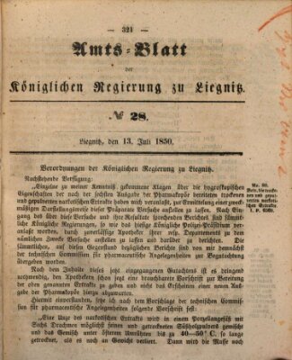 Amts-Blatt der Preußischen Regierung zu Liegnitz Samstag 13. Juli 1850