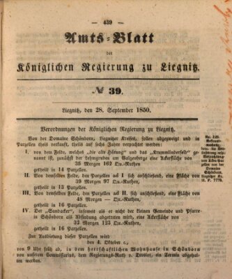 Amts-Blatt der Preußischen Regierung zu Liegnitz Samstag 28. September 1850