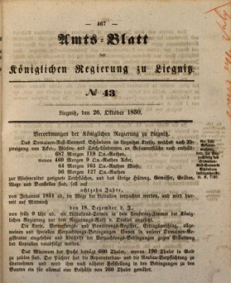 Amts-Blatt der Preußischen Regierung zu Liegnitz Samstag 26. Oktober 1850