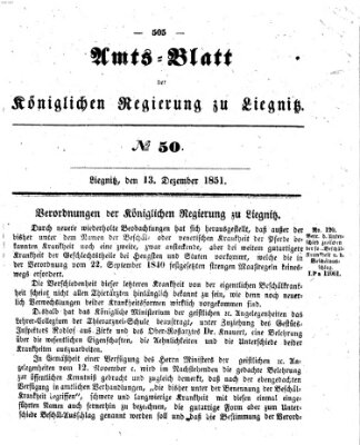Amts-Blatt der Preußischen Regierung zu Liegnitz Samstag 13. Dezember 1851