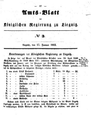 Amts-Blatt der Preußischen Regierung zu Liegnitz Samstag 17. Januar 1852