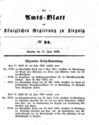 Amts-Blatt der Preußischen Regierung zu Liegnitz Samstag 11. Juni 1853