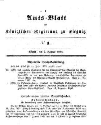 Amts-Blatt der Preußischen Regierung zu Liegnitz Samstag 7. Januar 1854