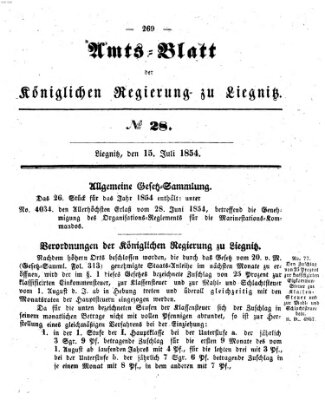 Amts-Blatt der Preußischen Regierung zu Liegnitz Samstag 15. Juli 1854