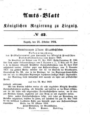 Amts-Blatt der Preußischen Regierung zu Liegnitz Samstag 21. Oktober 1854