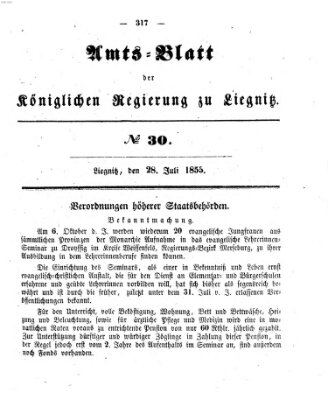 Amts-Blatt der Preußischen Regierung zu Liegnitz Samstag 28. Juli 1855