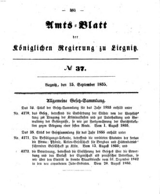 Amts-Blatt der Preußischen Regierung zu Liegnitz Samstag 15. September 1855