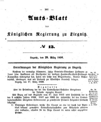 Amts-Blatt der Preußischen Regierung zu Liegnitz Samstag 29. März 1856