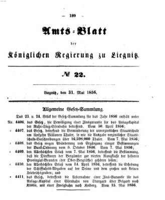 Amts-Blatt der Preußischen Regierung zu Liegnitz Samstag 31. Mai 1856