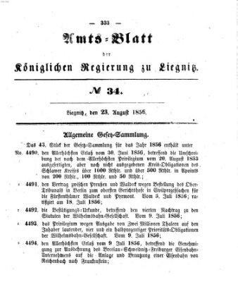 Amts-Blatt der Preußischen Regierung zu Liegnitz Samstag 23. August 1856