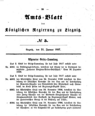 Amts-Blatt der Preußischen Regierung zu Liegnitz Samstag 31. Januar 1857