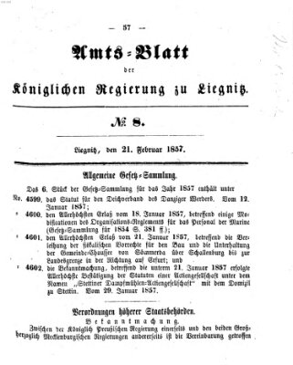Amts-Blatt der Preußischen Regierung zu Liegnitz Samstag 21. Februar 1857