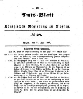 Amts-Blatt der Preußischen Regierung zu Liegnitz Samstag 11. Juli 1857