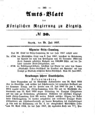 Amts-Blatt der Preußischen Regierung zu Liegnitz Samstag 25. Juli 1857