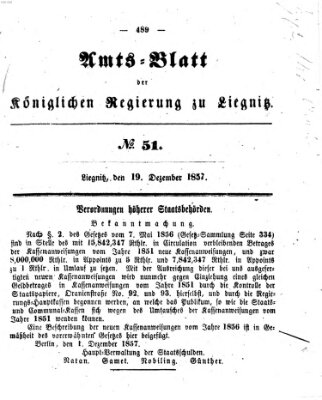 Amts-Blatt der Preußischen Regierung zu Liegnitz Samstag 19. Dezember 1857